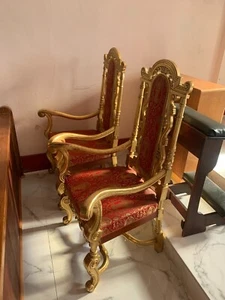 Antique Celebrant Throne Altar Chairs, Set of 2 - Picture 1 of 10