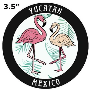 Two Flamingos Yucatan Mexico Car Truck Window Bumper Sticker Decal Souvenir - Picture 1 of 18