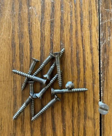 7 X 1-1/4 Wood Screws Antique Flat Head Slotted Steel American Made Screws Cover