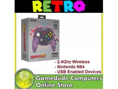 Retro-Bit Tribute 64 N64/USB 2.4Ghz Wireless Controller AtomicPurple RB-N64-3193 - Image 1 of 2
