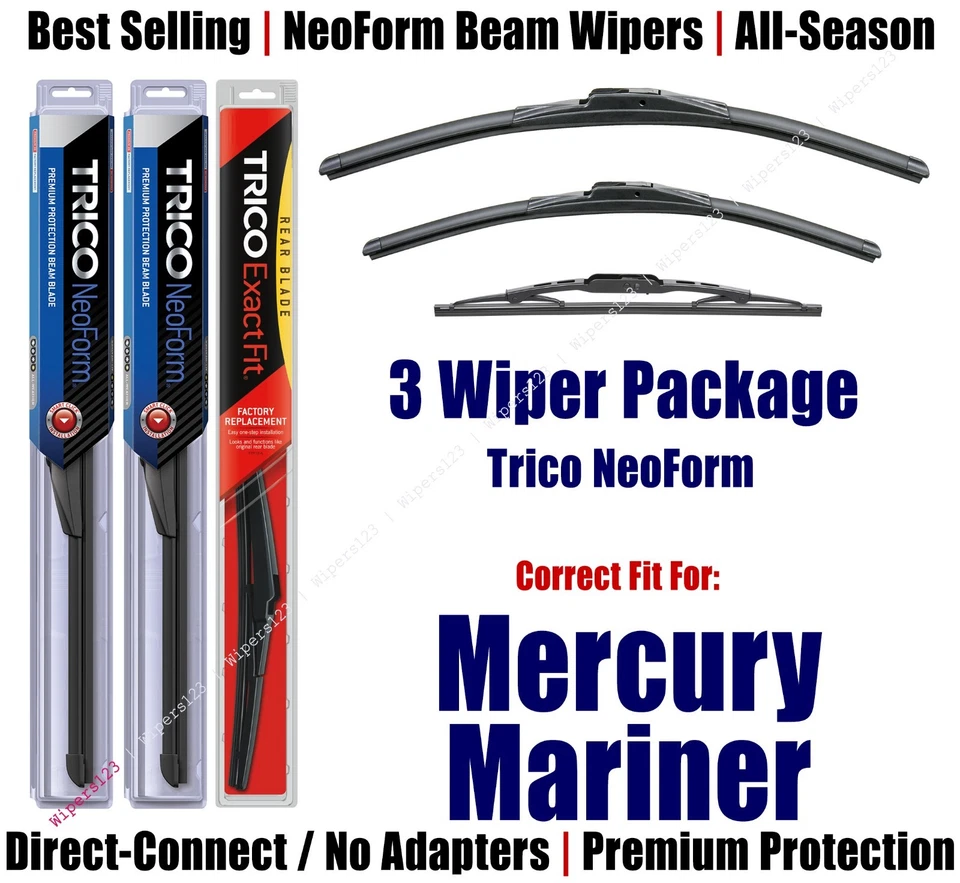3pk Wipers Front & Rear - NeoForm - fit 2005-2007 Mercury Mariner 16200/180/10-1 - Image 1 of 1
