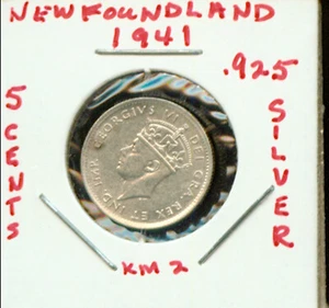 NEWFOUNDLAND 1941c 5 CENTS .925 SILVER AU/BU (2G744) - Picture 1 of 2