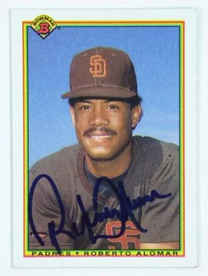 Roberto Alomar Signed 1990 Bowman Autographed Baseball Card San Diego Padrescond - Image 1 of 2