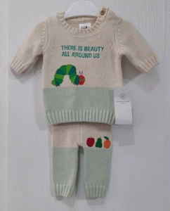 F&F Tiny Baby Hungry Caterpillar Fine Knit Jumper & Leggings 2 Piece Outfit NEW - Picture 1 of 5