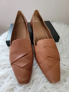 M. Gemi Women's Katia Loafers Size 40 Made in Italy Brown Woven Detail Flats - Picture 1 of 10