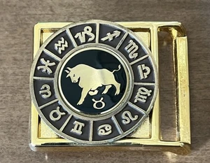 Crestcraft Astrology Signs Brass Belt Buckle Taurus Bull Gold Color Metal 2.5 In - Picture 1 of 4