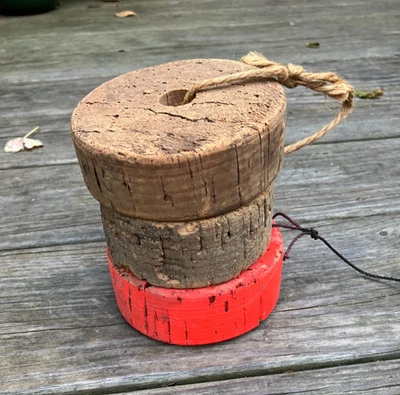 3 винтажные поплавки рыболовная сеть Barnegat Bay из пробки - Изображение 1 из 4