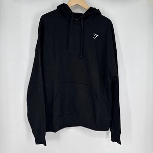 Gymshark CREST FELPA CON CAPPUCCIO OVERSIZE vestibilità oversize nera grande - Foto 1 di 3