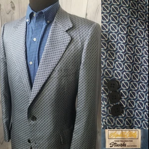 Vintage 80s Stuarts Men's Blazer 42r Blue Casual Sport Coat Lightweight Jacket - Picture 1 of 19