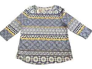 Charter Club Damen Reg Gr. XXL Langarm Blau Geometrisch Baumwolle Neu mit Etikett Oberteil - Bild 1 von 6