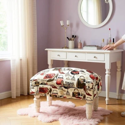 Ladies Handbag Tapestry Ottoman Footstool With Drawer Lounge Padded Footstool - Image 1 of 4