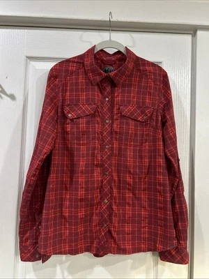 Топ REI женский размер средний с длинным рукавом на пуговицах красный клетчатый - Изображение 1 из 4