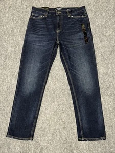 Pantalones de mezclilla Banana Republic Traveler para hombre 36x30 calce ajustado azul lavado oscuro rectos - Imagen 1 de 17