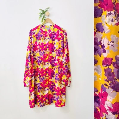 Jessica London Colorful Artsy Floral Button Front CoverUp Dress Plus Size 28 W - Image 1 of 4