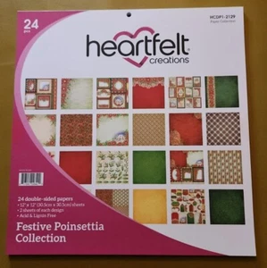 Heartfelt Creations FESTIVE POINSETTIA Paper Pad Card Scrapbooking 12” Tablet - Picture 1 of 7