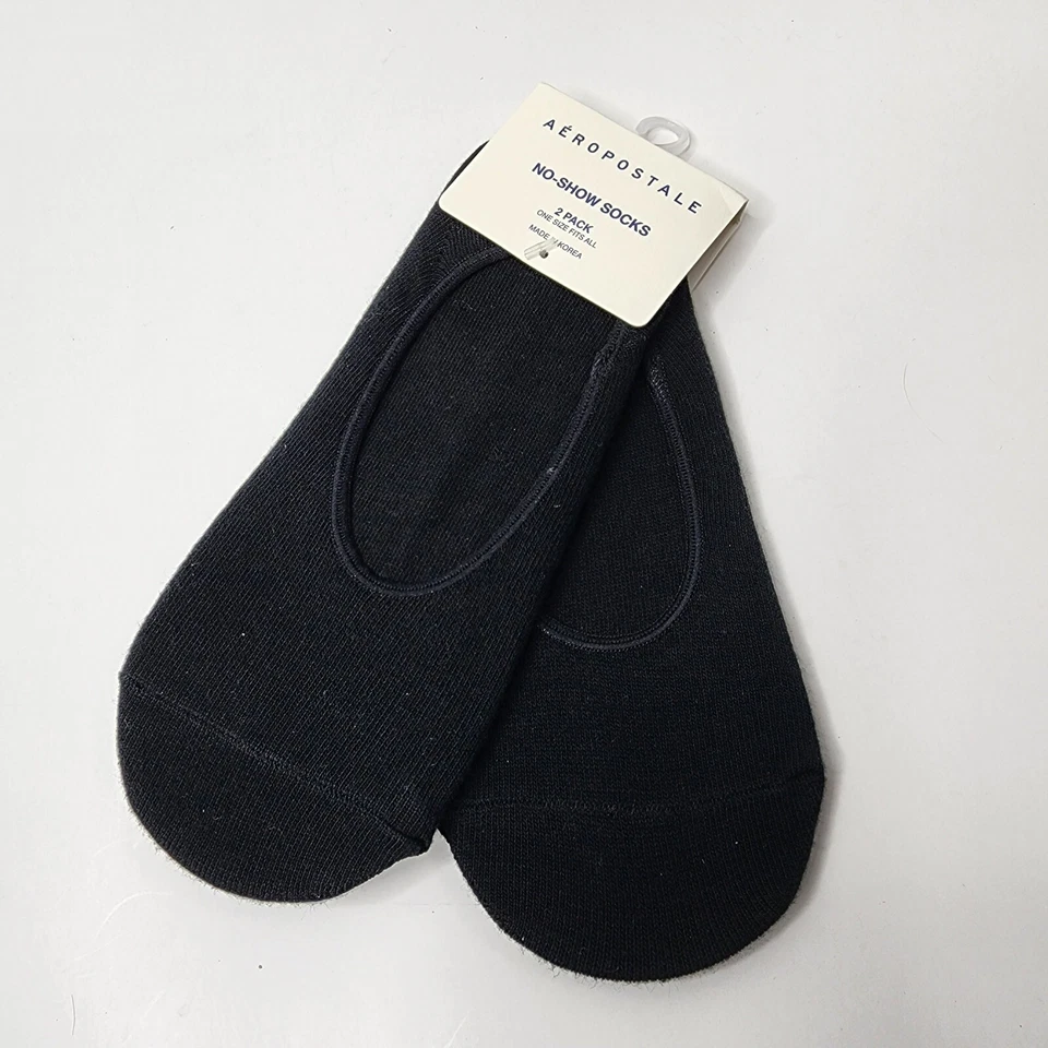 Aeropostale Womens 2 Pack Basic Lightweight Socks, Black, One Size No Show - Image 1 of 4