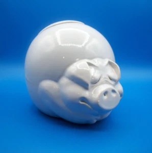 MCCOY Pottery QUIGLEY SLEEPY HAPPY ROTUND PIG COOKIE JAR Curly Tail - Picture 1 of 13