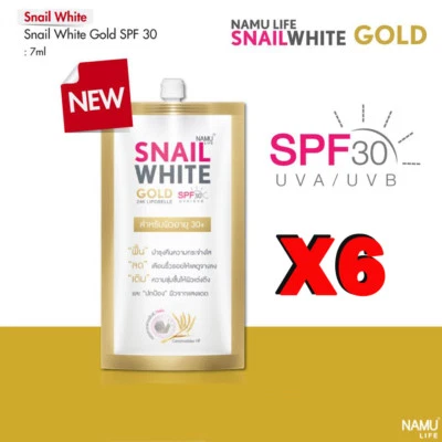 6 x 7ml Namu Life caracol ouro branco FPS30/PA+++ antienvelhecimento - Imagem 1 de 3