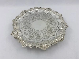 Antique Georgian Sterling Silver Engraved Salver London 1831, 401 grams - Picture 1 of 9