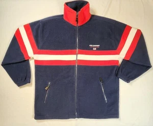 Vintage RL Polo Sport  - quarter zip blue fleece w red/white stripe - Mens Large - Picture 1 of 12