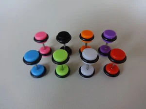 2 Fake Plug NEON Farben FAKE Tunnel Acryl Cheater + o - ring Gummi Rubber Ø 7mm  - Bild 1 von 9