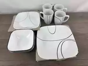 Corelle Simple Lines Square 16 Piece Dinnerware Set Open Box See Details - Picture 1 of 5