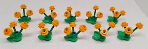 LEGO 10x Bright Light Orange Flowers Stems Plant Leaves - 24866 24855 32607 - Picture 1 of 3