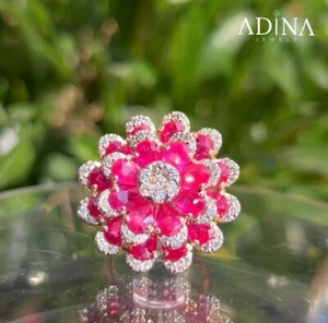 ANELLO COCKTAIL RUBINO IN ARGENTO STERLING 925 | REGALI | ANELLI UNICI | ANELLO RUBINO - Foto 1 di 4