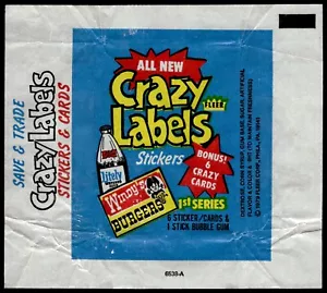 1979 FLEER CRAZY LABELS STICKERS 1ST SERIES WRAPPER Type 2 - Picture 1 of 2