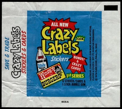1979 FLEER CRAZY LABELS  STICKERS 1ST SERIES WRAPPER Type 2 - Image 1 of 2