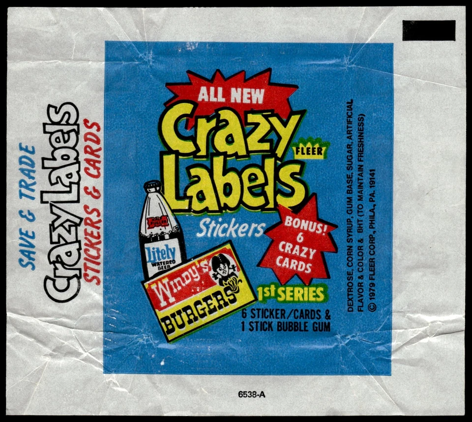 1979 FLEER CRAZY LABELS  STICKERS 1ST SERIES WRAPPER Type 2 - Image 1 of 2
