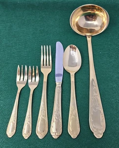 Edelstahl ROSTFREI Forks Spoon Knife Ladle  18/0 23/24k Gold-plated  Flatware - Picture 1 of 20