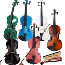 6 Color Optional 3/4 Acoustic Violin Set w/ Case+ Bow + Rosin for Kids Students