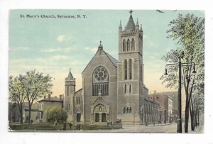 Postal de Siracusa Nueva York Iglesia de Santa María vista a la calle alrededor de 1912 - Imagen 1 de 2