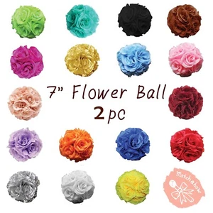 2pcs 7" Kissing Flower Ball Wedding Silk Rose Party Pomander Party decoration - Picture 1 of 23