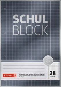 Brunnen Schulblock Premium Lineatur 28 kariert Randlinien  50 Blatt kopfgeleimt - Bild 1 von 1