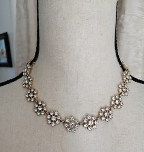 J Crew Crystal Flower Motif Linked Necklace - Picture 1 of 3