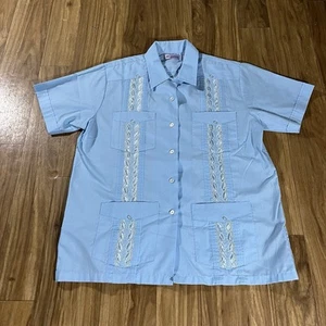 Vintage 90s Button Up Shirt Womens Medium Lace Embroidered Button Up Oversized - Picture 1 of 7