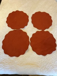Set Of 4 Orange quilted scalloped placemats the Prairie by Rachael Ask Well - Picture 1 of 12
