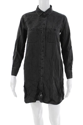 Vestido vaquero Madewell para mujer con cuello de algodón y botones negro talla 2XS Foto 1 de 4