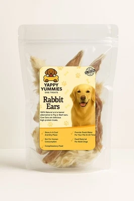 THE LIVING LOOMS 1Kg Rabbit Ears with Furr for Dog Natural Pet Treats Dog Chew Snacks Sticks