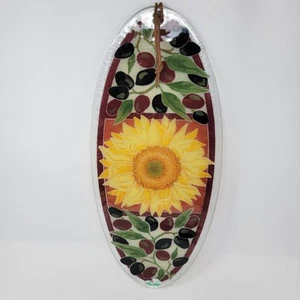 Peggy Karr Vassoio da Appendere a Parete Ovale Toscana Vetro Fuso Girasole - Foto 1 di 13