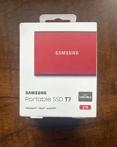 Samsung T7 Touch Portable 2TB SSD Solid State Drive 1050MB/s USB 3.2 - Red - Picture 1 of 5