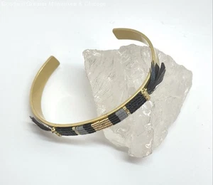 Stella & Dot Beaded Gold Tone BOHO Cuff Bracelet 16.2g - Picture 1 of 4