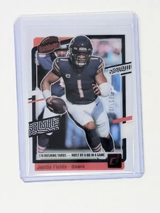 2023 Donruss Clearly #1 Justin Fields Highlights Rosso/125 - Foto 1 di 2
