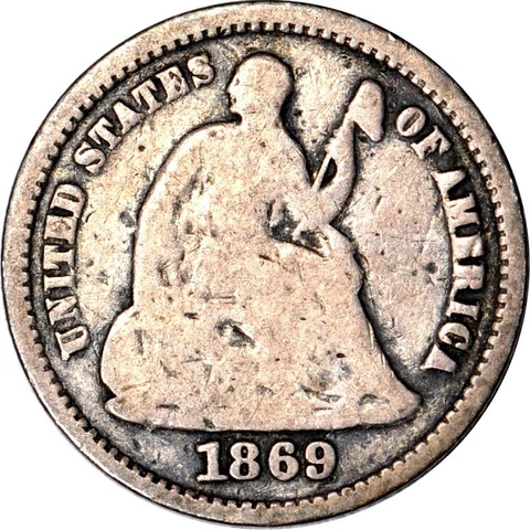 1869-S H10C Seated Liberty Half Dime VG K15679 Cover