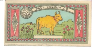 India Vintage Dye Label VACA Paul Color Co 5,25 pulgadas x 2,75 pulgadas - Imagen 1 de 2