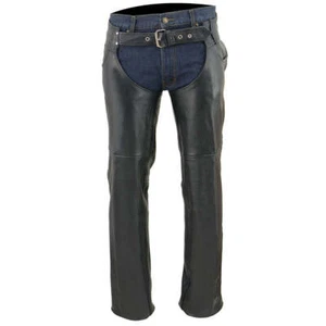Milwaukee Leather LKM5781 Mens Classic Jean Style Pockets Motorcycle Riders Chap - Picture 1 of 7