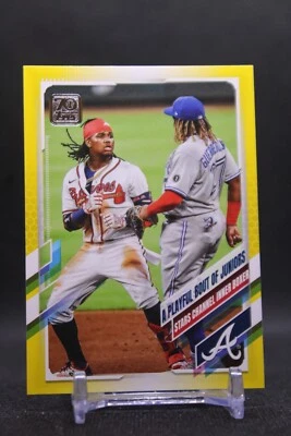 2021 Topps Series 1 Yellow A Playful Bout of Juniors #61 Guerrero Acuna Jr. - Image 1 of 2