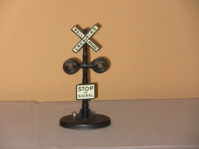 Vintage  Marx Railroad Lionel  Lighted Crossing Sign Stop On Signal - Image 1 of 3